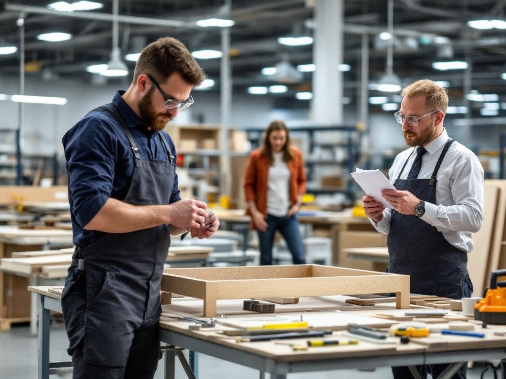 Manufacturing recruitment expertise in action - specialist recruiter evaluating production processes and technical requirements in a modern manufacturing facility, symbolizing Manstaff's dedicated focus on non-GLAA manufacturing sectors across the UK