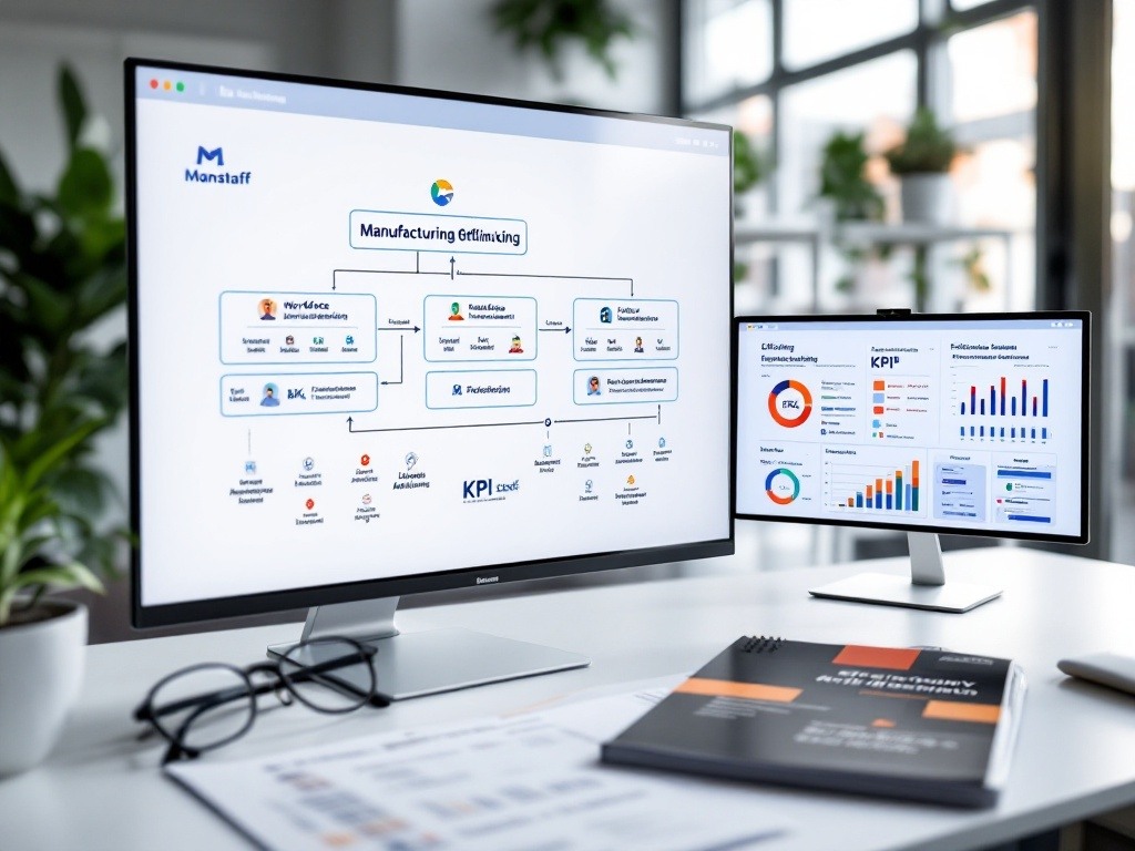 Manufacturing efficiency analysis displaying systematic resource distribution with performance enhancement tracking. Framework shows structured workforce allocation charts, skill utilization metrics, and optimization pathways through established quality-assured channels in English, Italian, and Romanian.