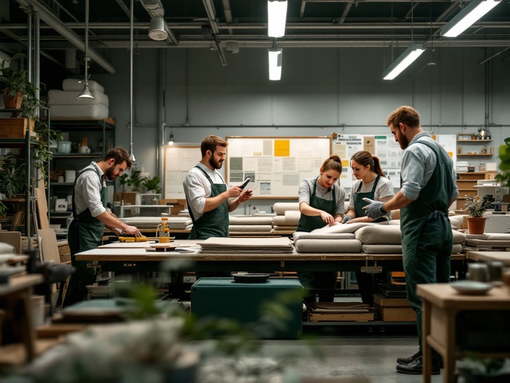 Multilingual manufacturing team collaborating on production floor, with supervisor providing guidance in worker's preferred language (English, Italian, or Romanian). Image demonstrates Manstaff's 24/7 language support and cultural integration capabilities.