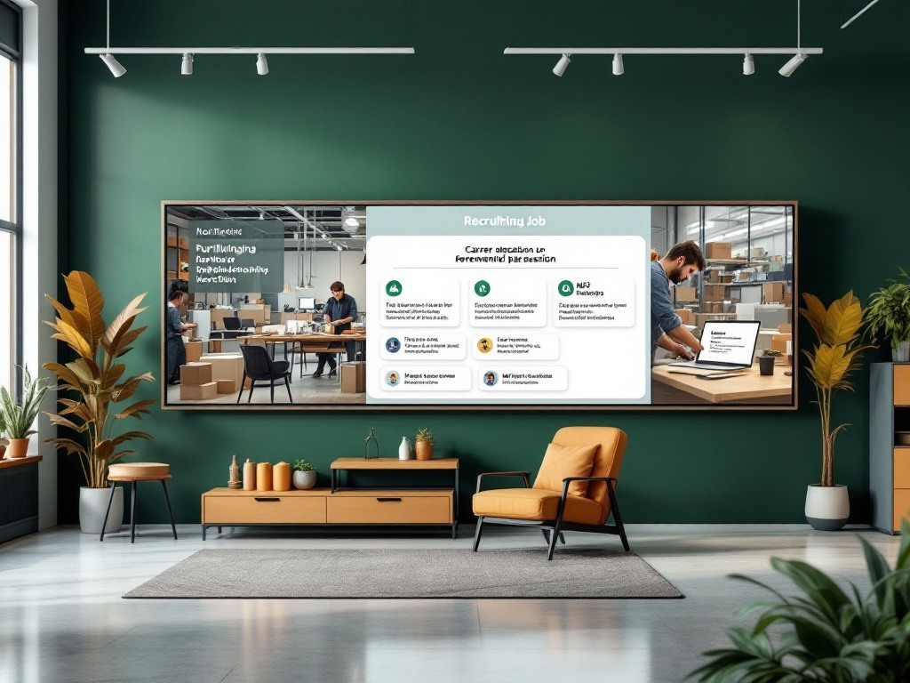 Manufacturing recruitment campaign displaying multichannel digital promotion and specialized job board integration. System ensures comprehensive role exposure through established professional networks.