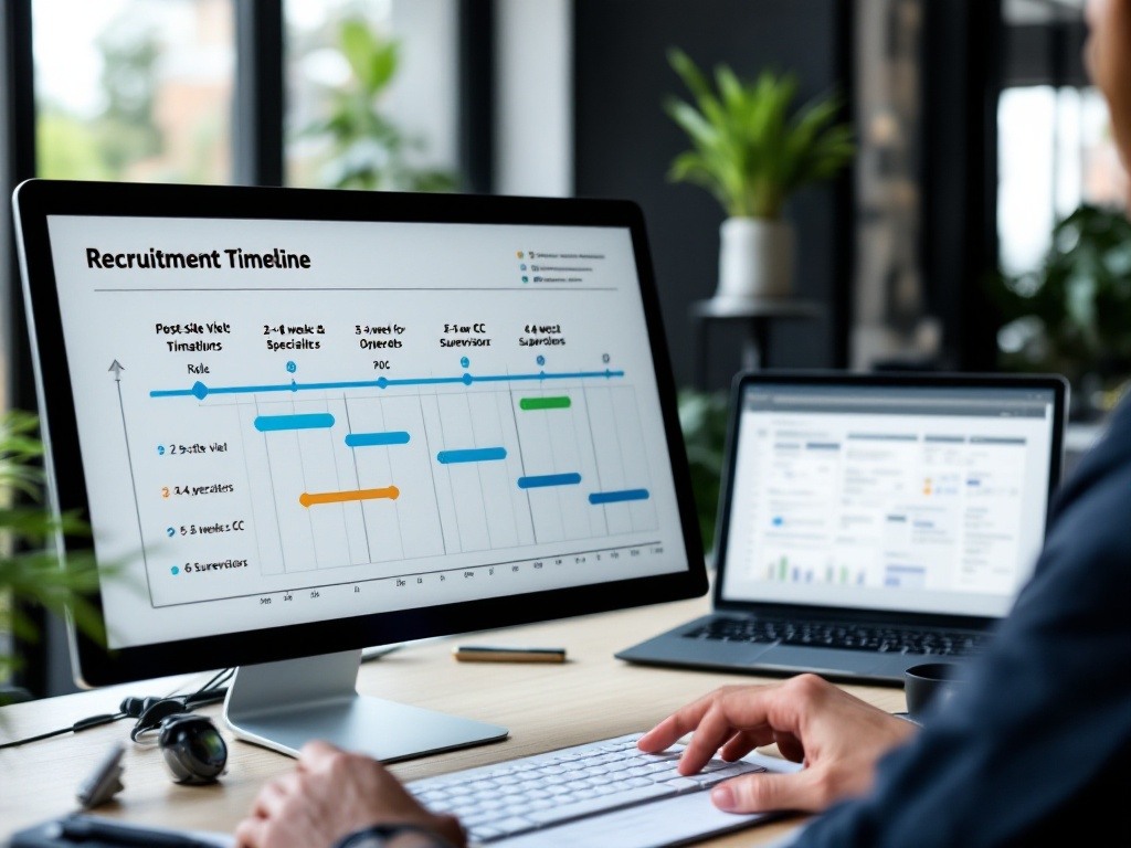 Manufacturing employment monitoring displaying systematic timeline tracking, three-month notification procedures, and conversion requirement verification stages. Framework ensures comprehensive documentation through established quality-assured channels.