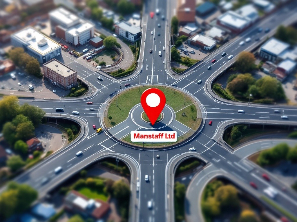 Manstaff Ltd headquarters pin at 370 Osmaston Park Road, DE24 8FB. Strategic location with excellent transport links for rapid UK-wide manufacturing recruitment coverage and 2-hour emergency response capability.